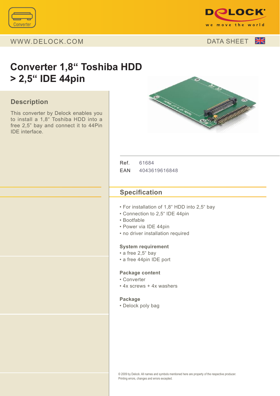 DeLOCK 61684 User Manual | 1 page