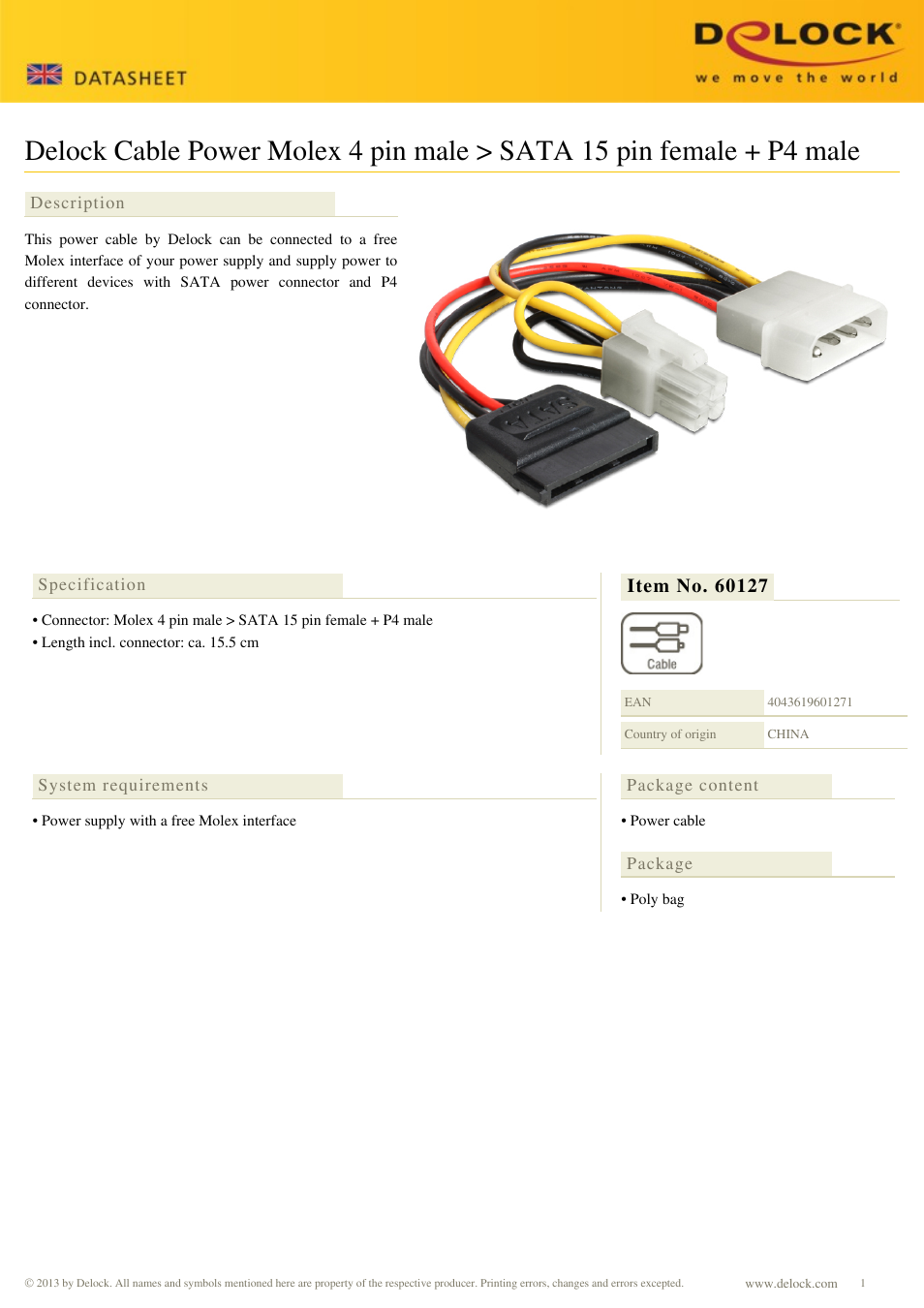 DeLOCK 60127 User Manual | 1 page