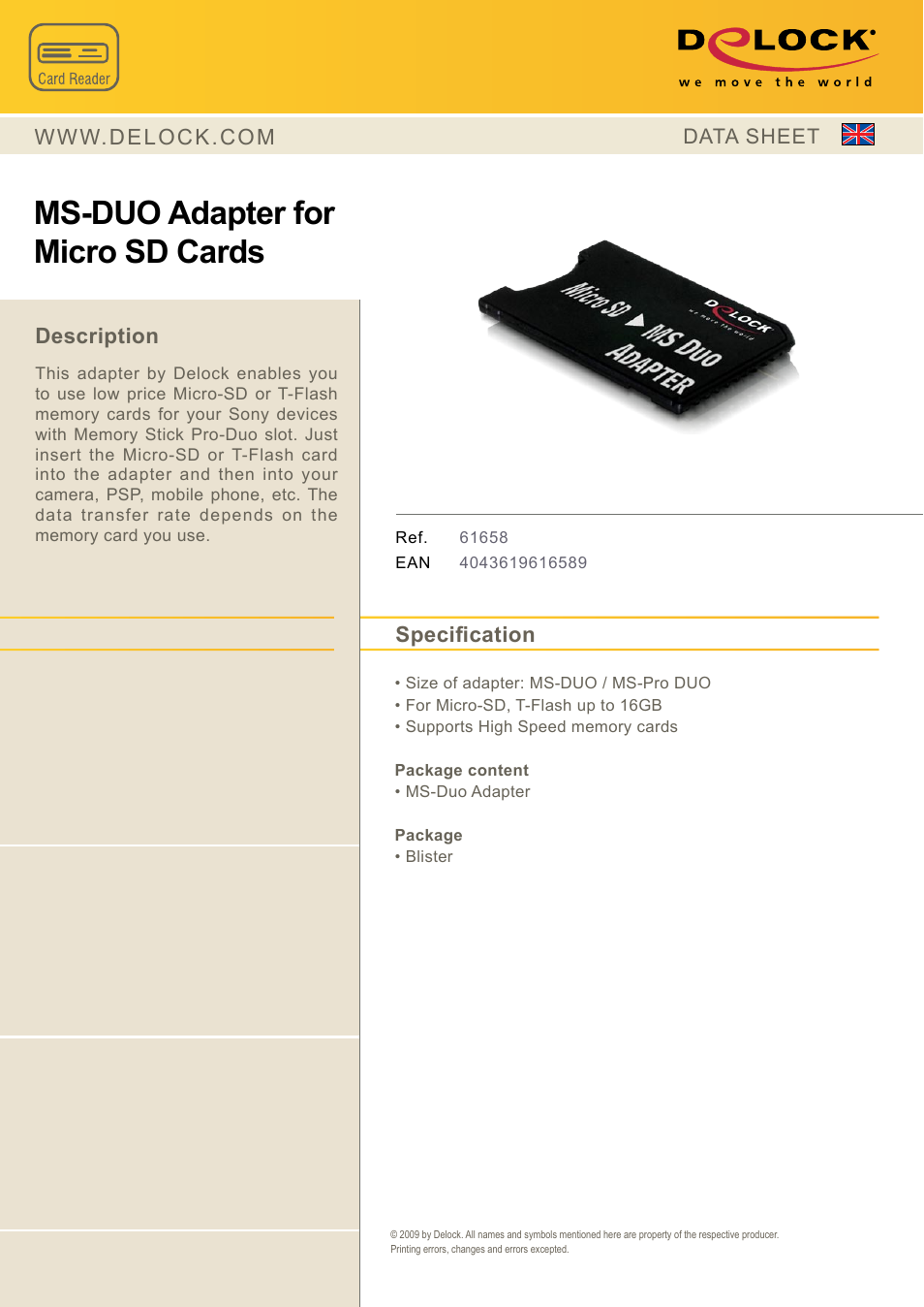DeLOCK 61658 User Manual | 1 page