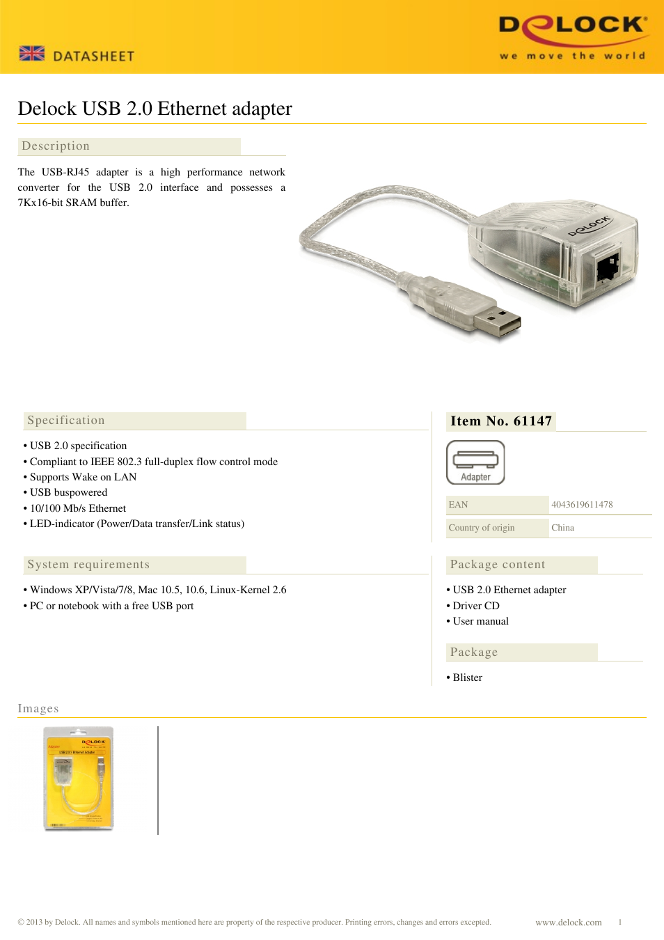 DeLOCK 61147 User Manual | 1 page