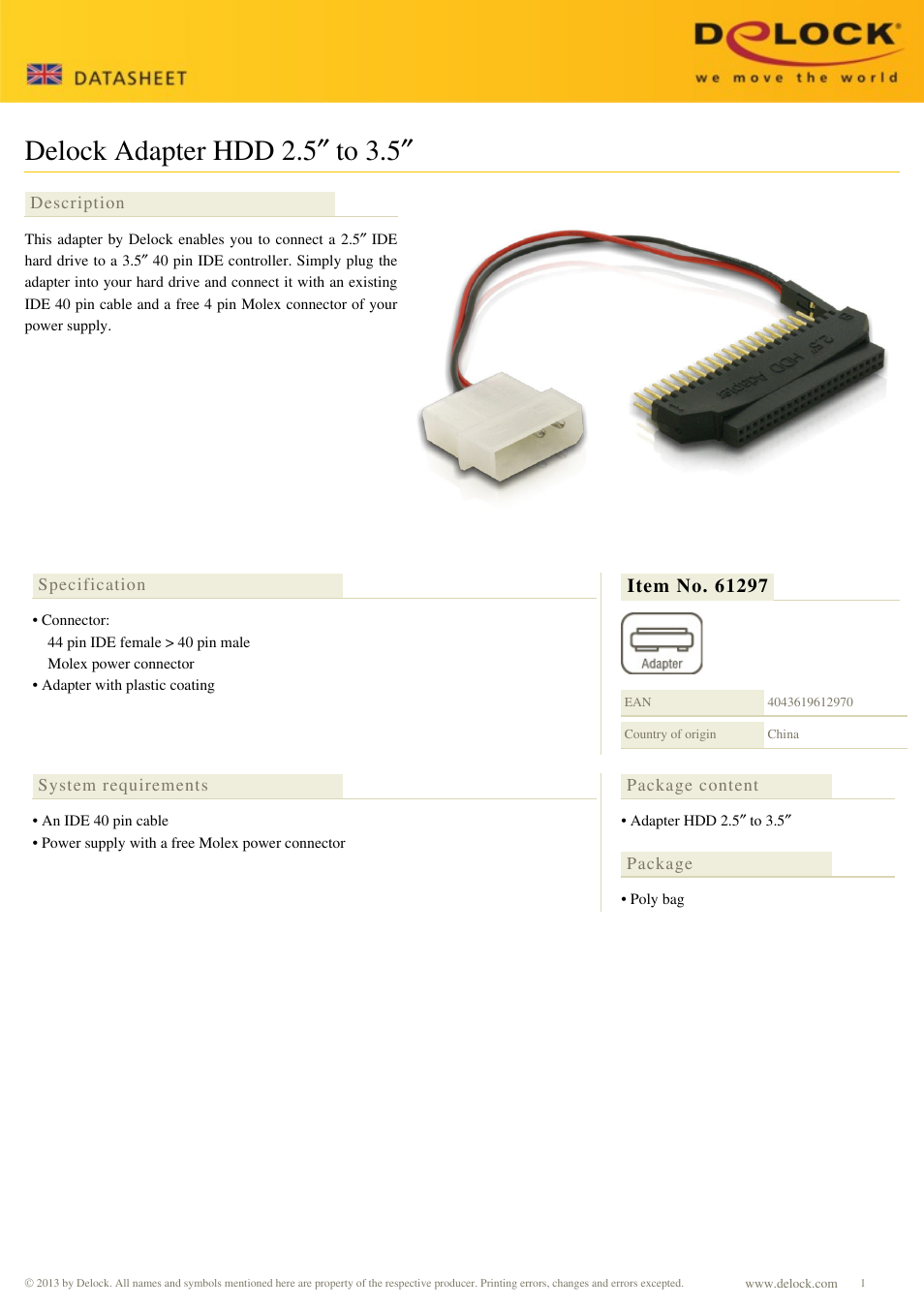 DeLOCK 61297 User Manual | 1 page