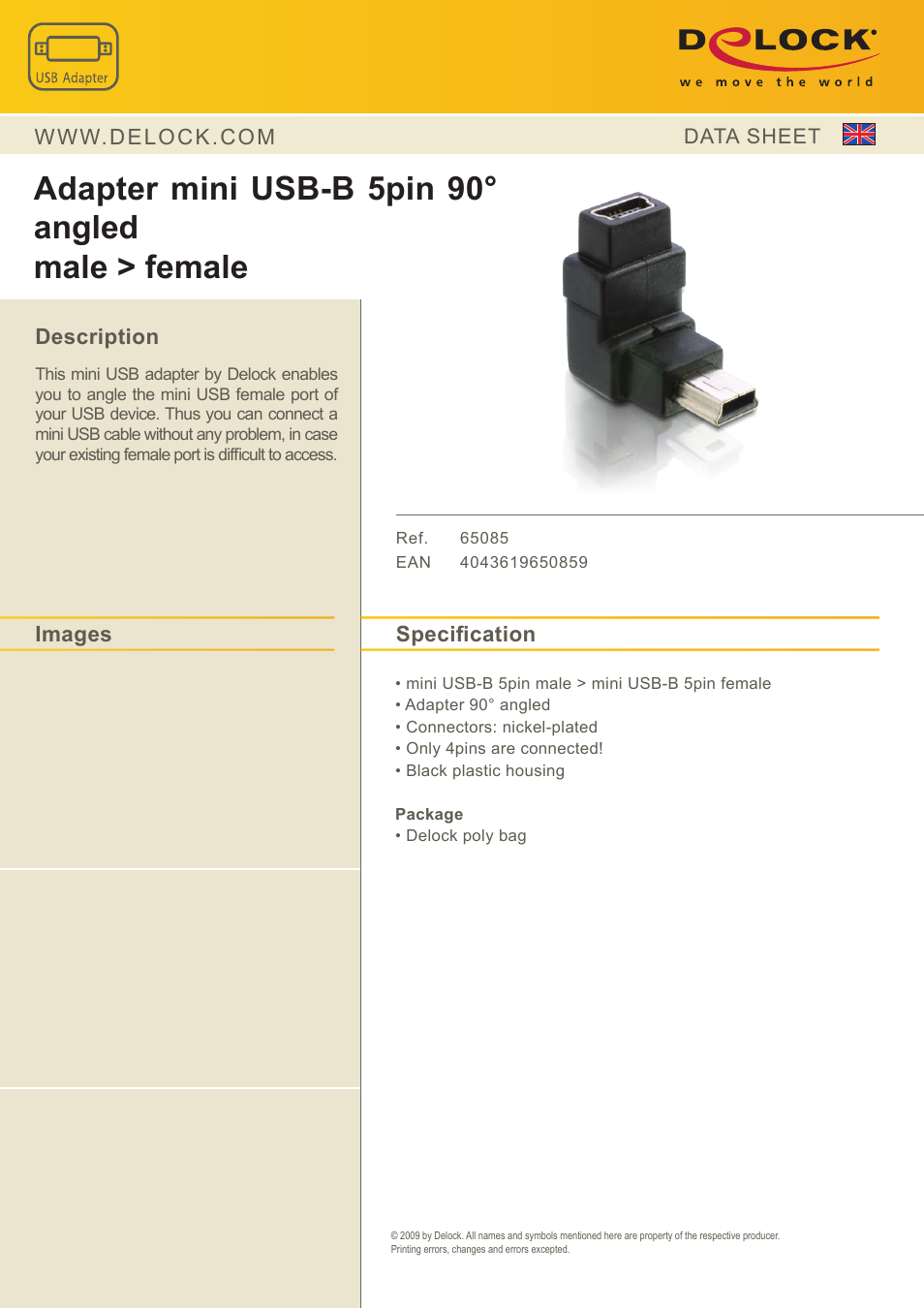 DeLOCK 65085 User Manual | 1 page