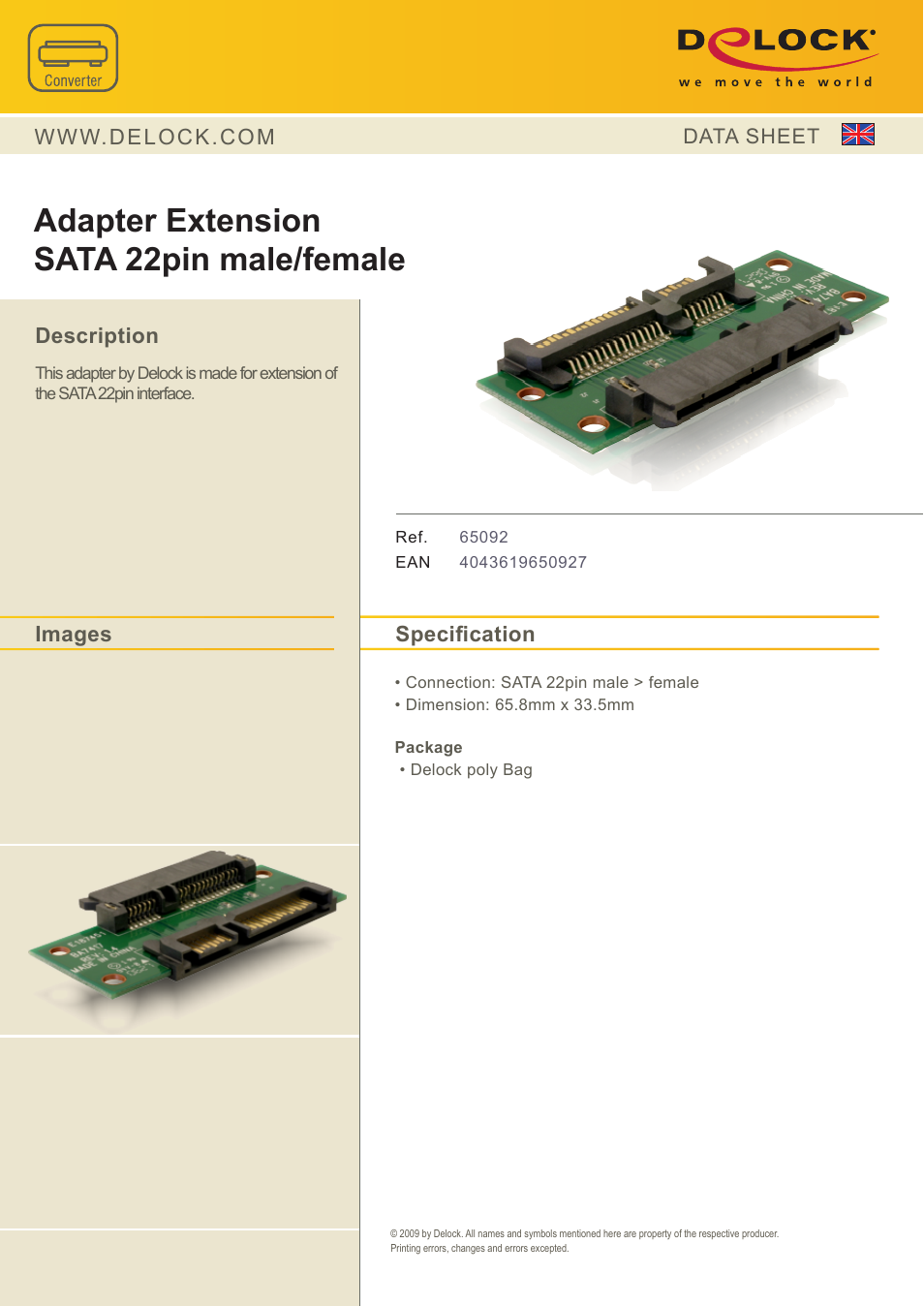 DeLOCK 65092 User Manual | 1 page