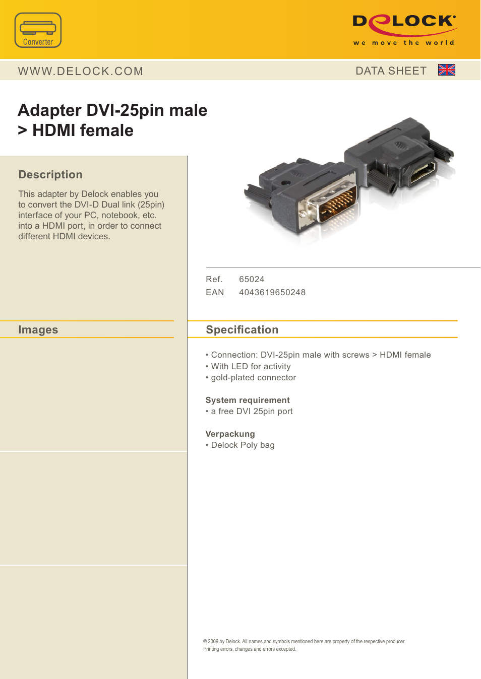 DeLOCK 65024 User Manual | 1 page