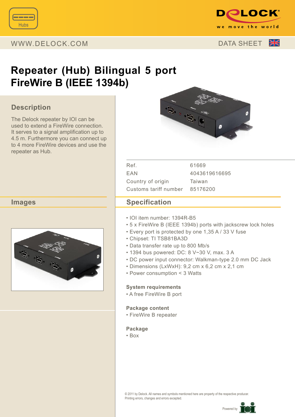 DeLOCK 61669 User Manual | 1 page