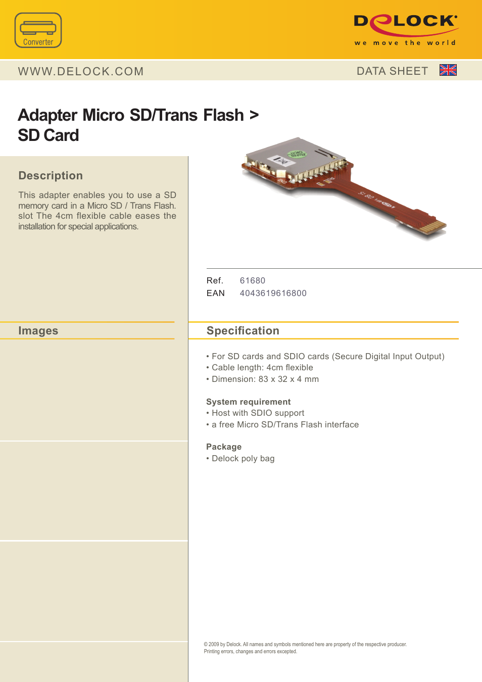 DeLOCK 61680 User Manual | 1 page