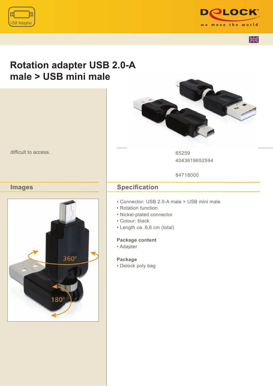 DeLOCK 65259 User Manual | 1 page