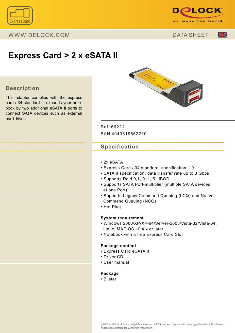DeLOCK 66221 User Manual | 1 page