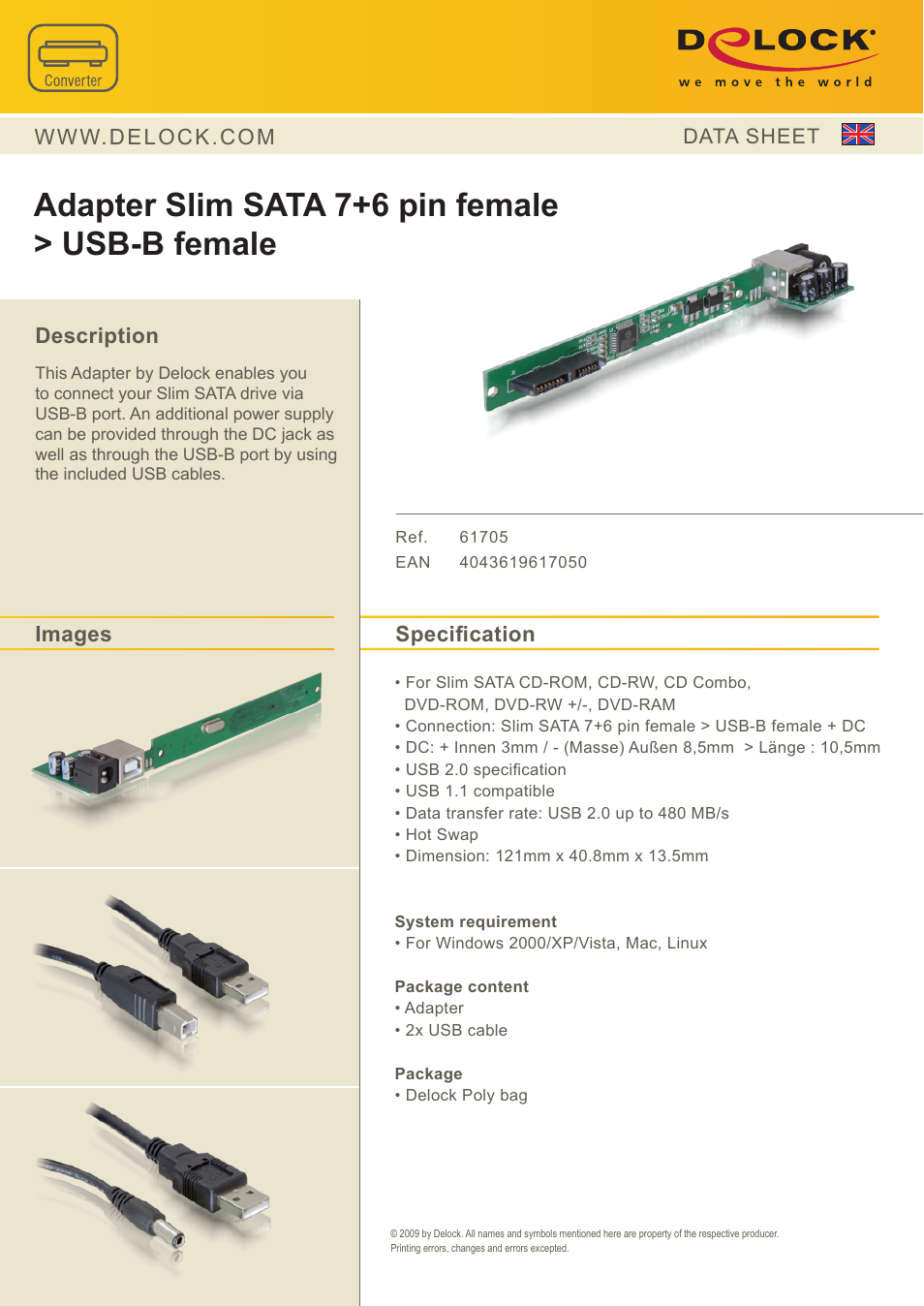 DeLOCK 61705_data_sheet User Manual | 1 page