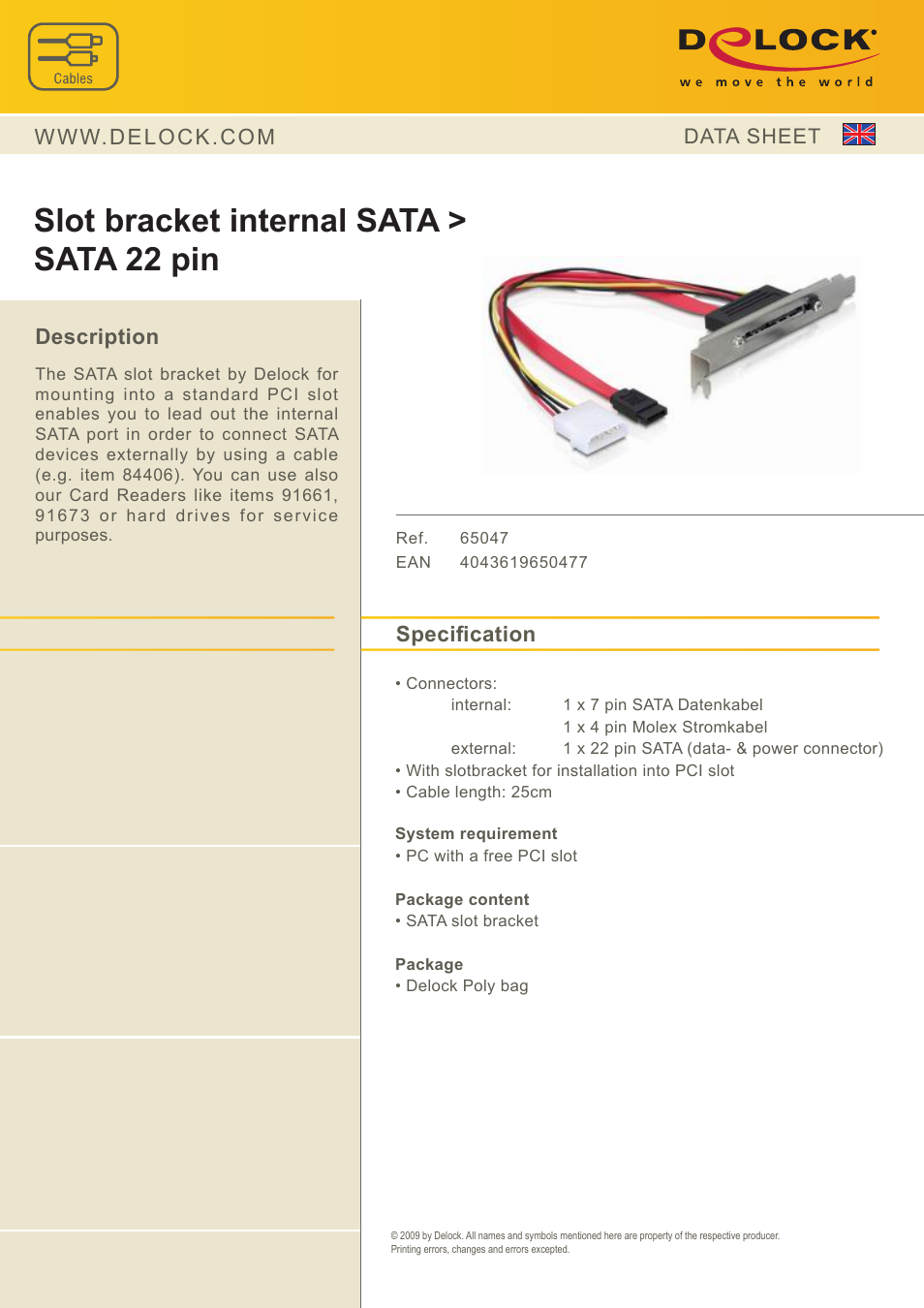 DeLOCK 65047 User Manual | 1 page