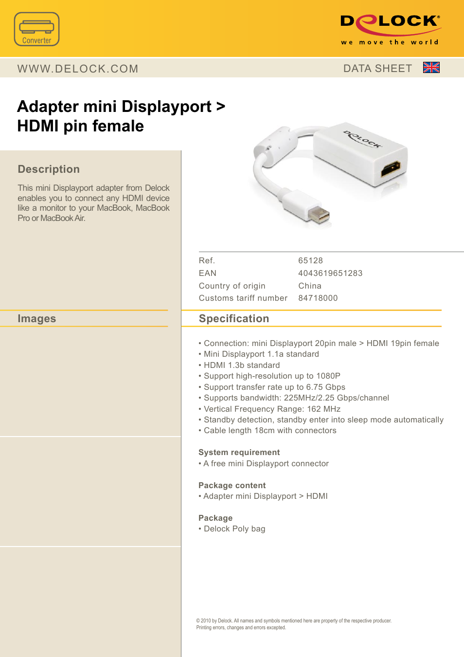 DeLOCK 65128 User Manual | 1 page