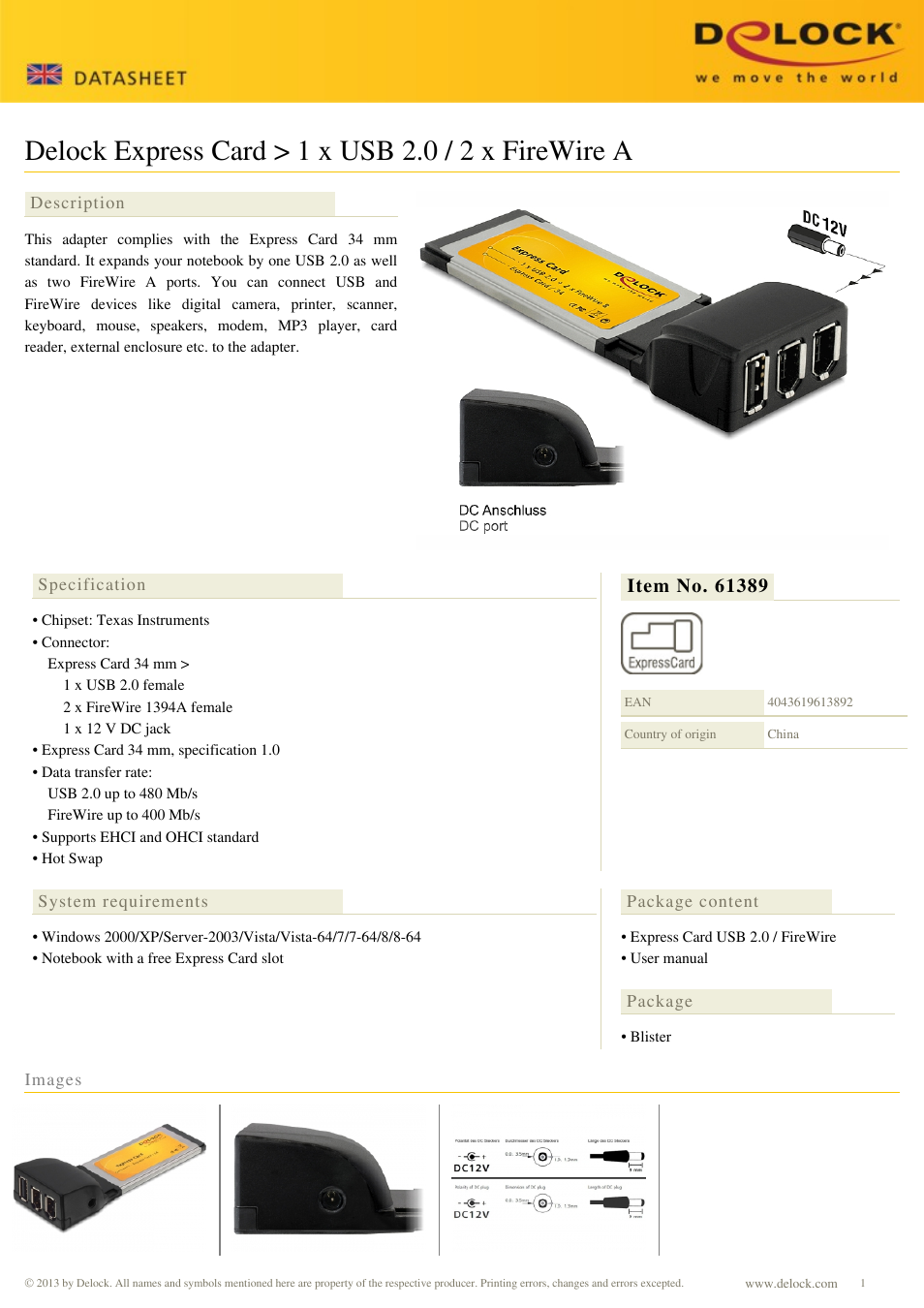 DeLOCK 61389 User Manual | 1 page