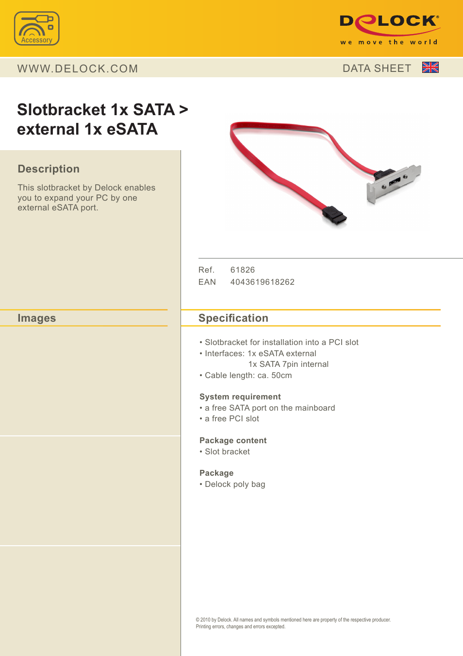 DeLOCK 61826 User Manual | 1 page