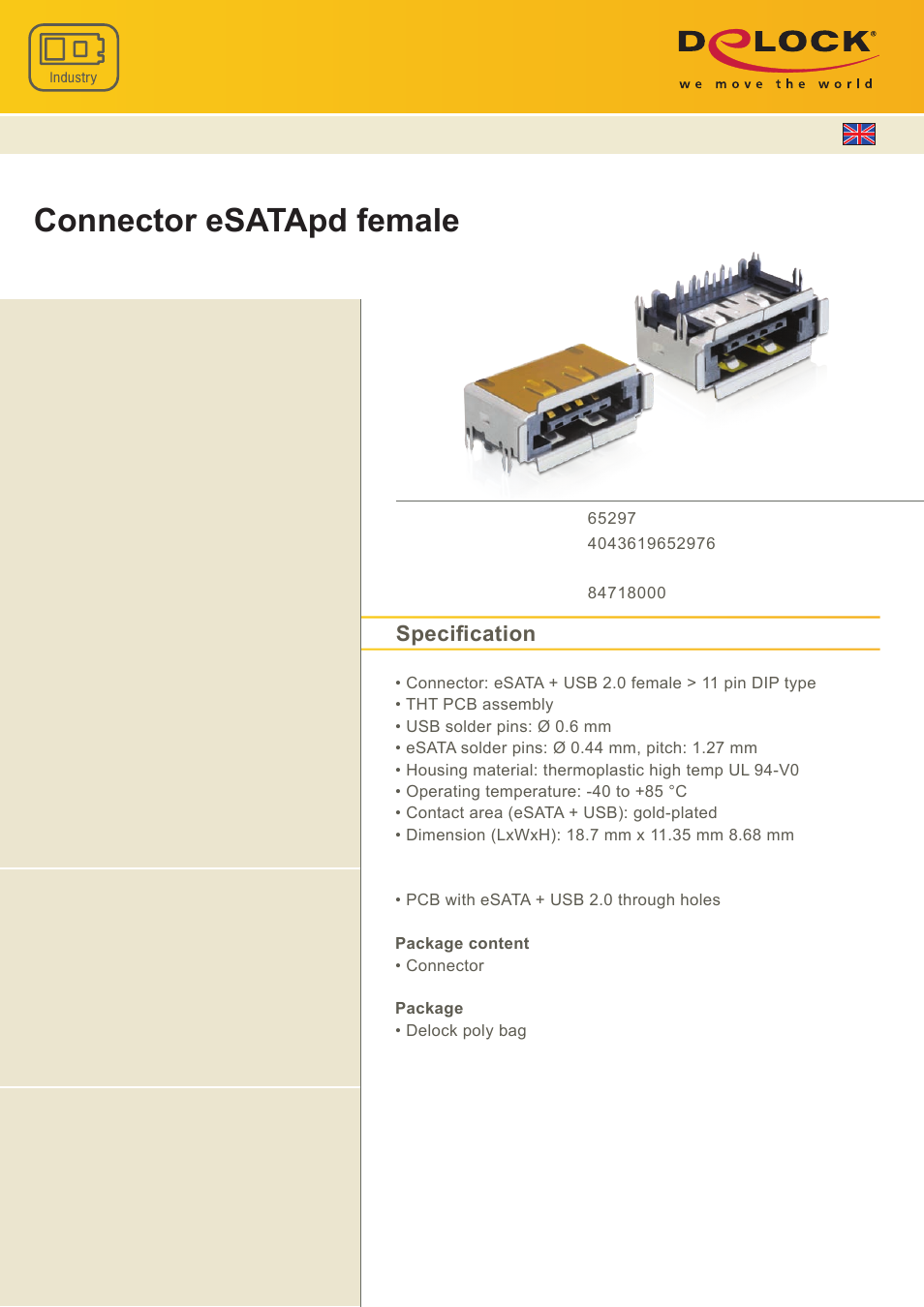 DeLOCK 65297 User Manual | 1 page