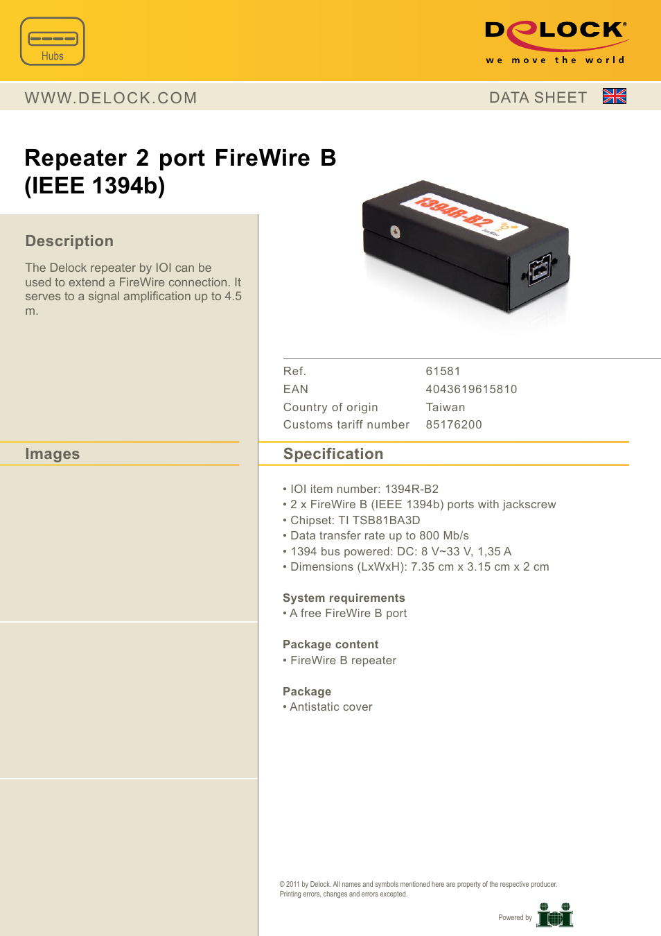 DeLOCK 61581 User Manual | 1 page