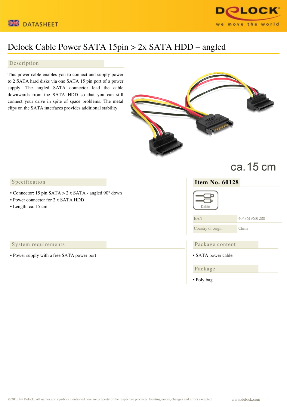 DeLOCK 60128 User Manual | 1 page