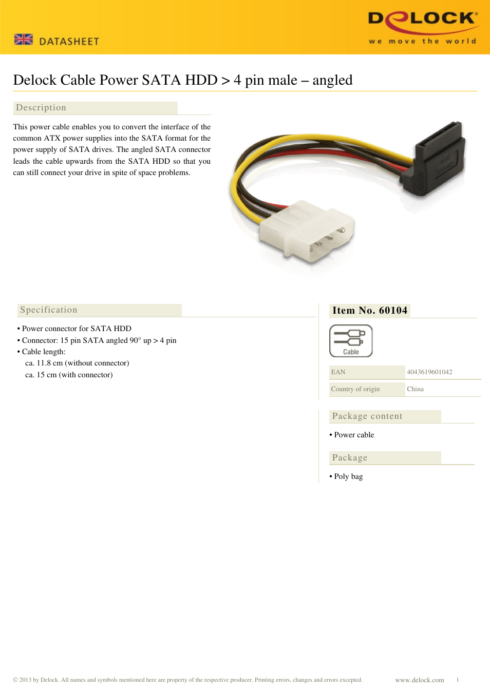 DeLOCK 60104 User Manual | 1 page