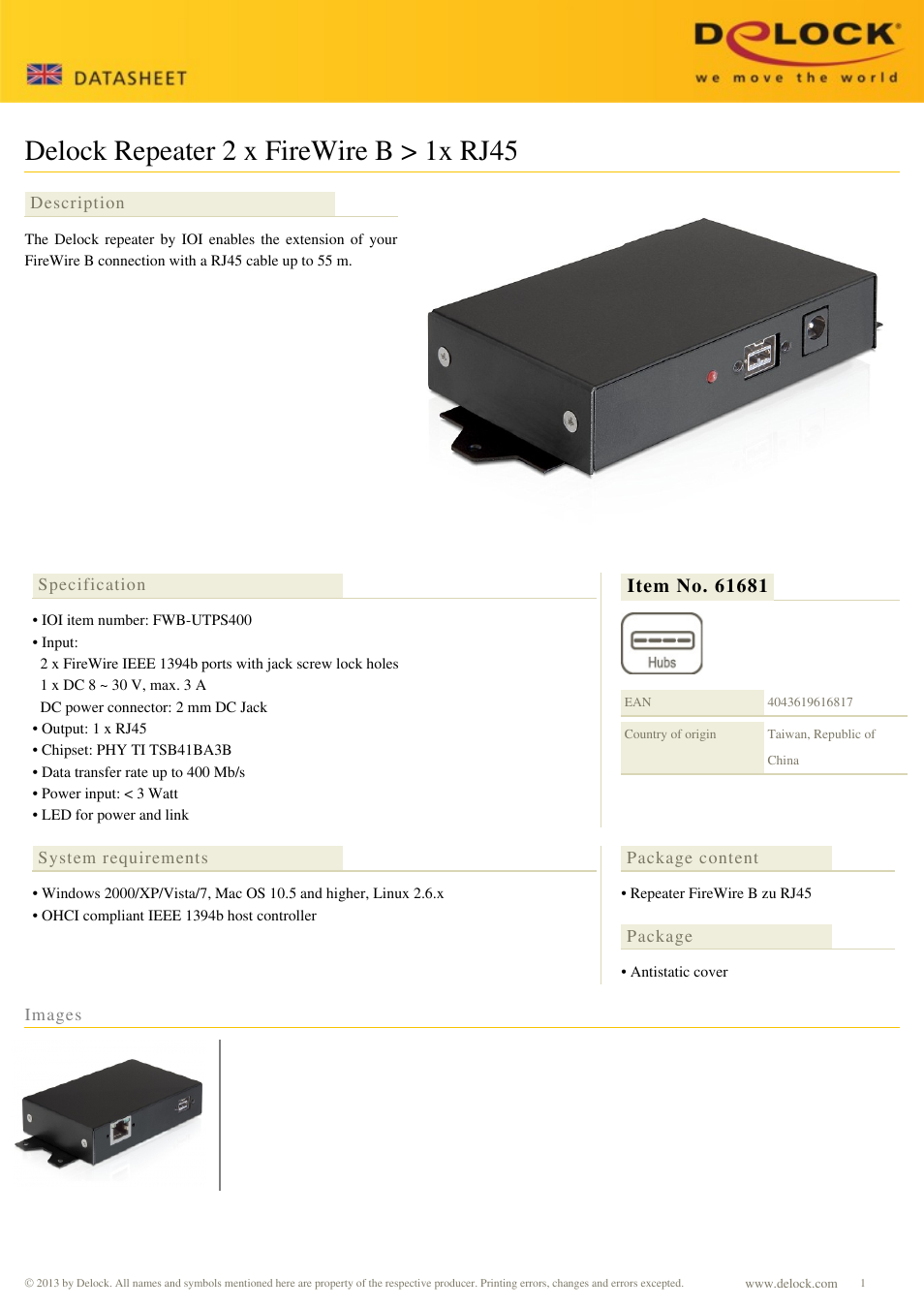 DeLOCK 61681 User Manual | 1 page