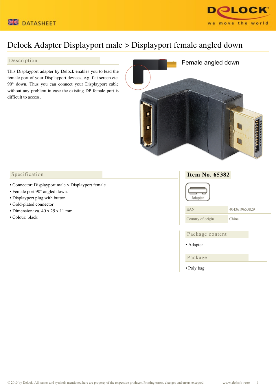 DeLOCK 65382 User Manual | 1 page