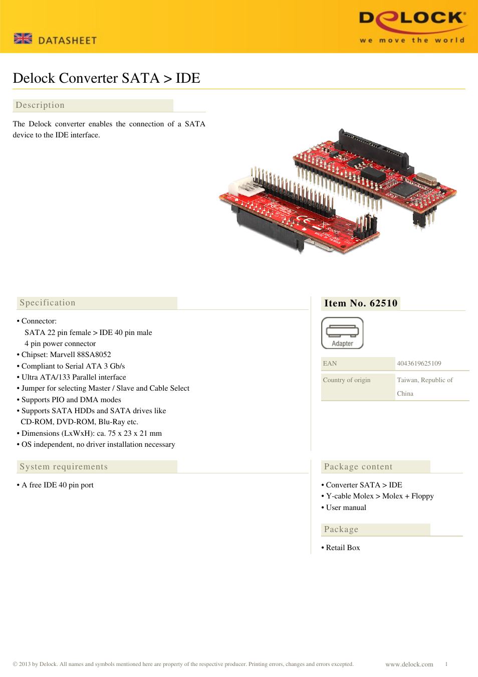 DeLOCK 62510 User Manual | 2 pages