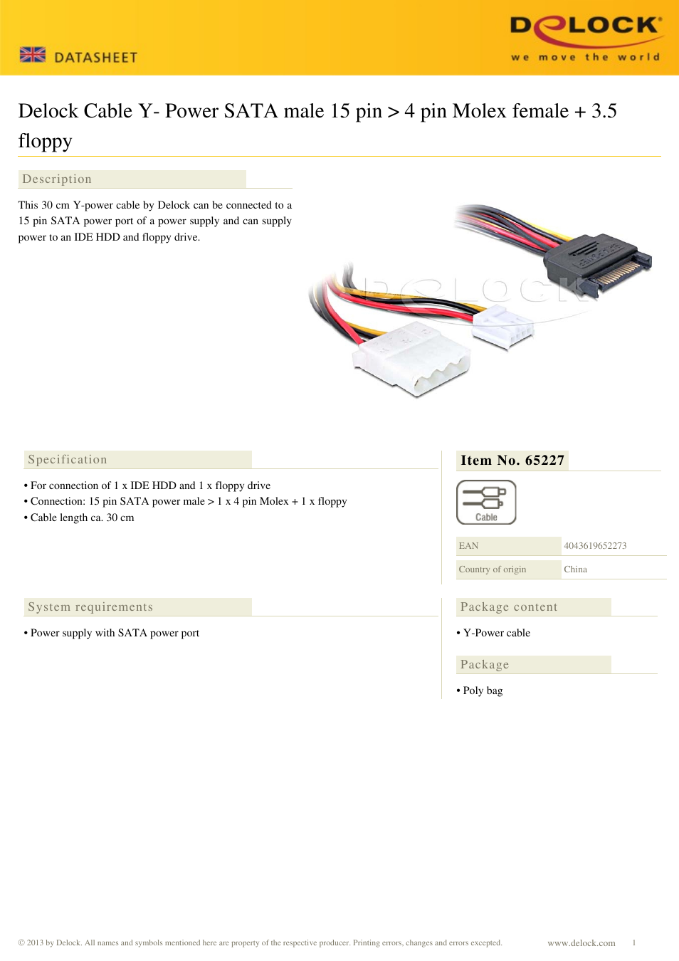 DeLOCK 65227 User Manual | 1 page