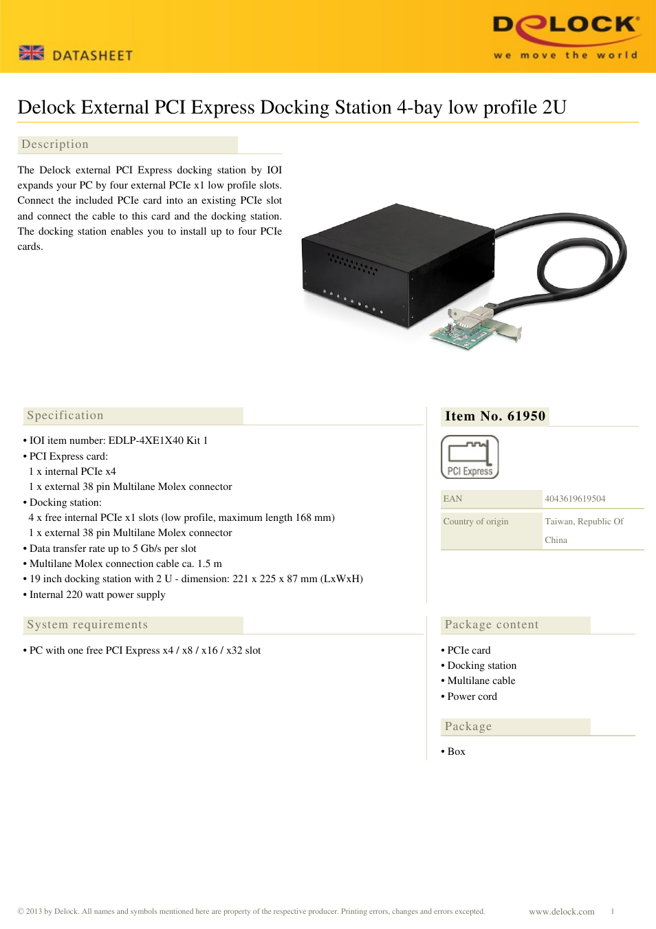 DeLOCK 61950 User Manual | 2 pages