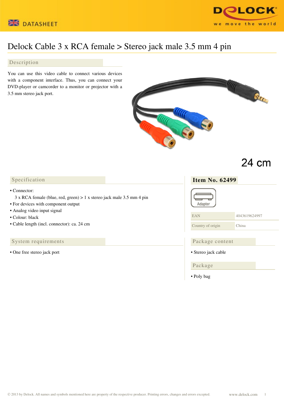 DeLOCK 62499 User Manual | 1 page