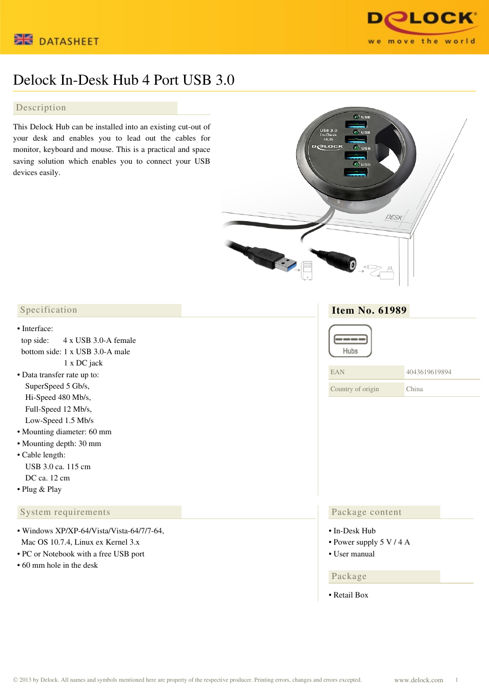 DeLOCK 61989 User Manual | 2 pages