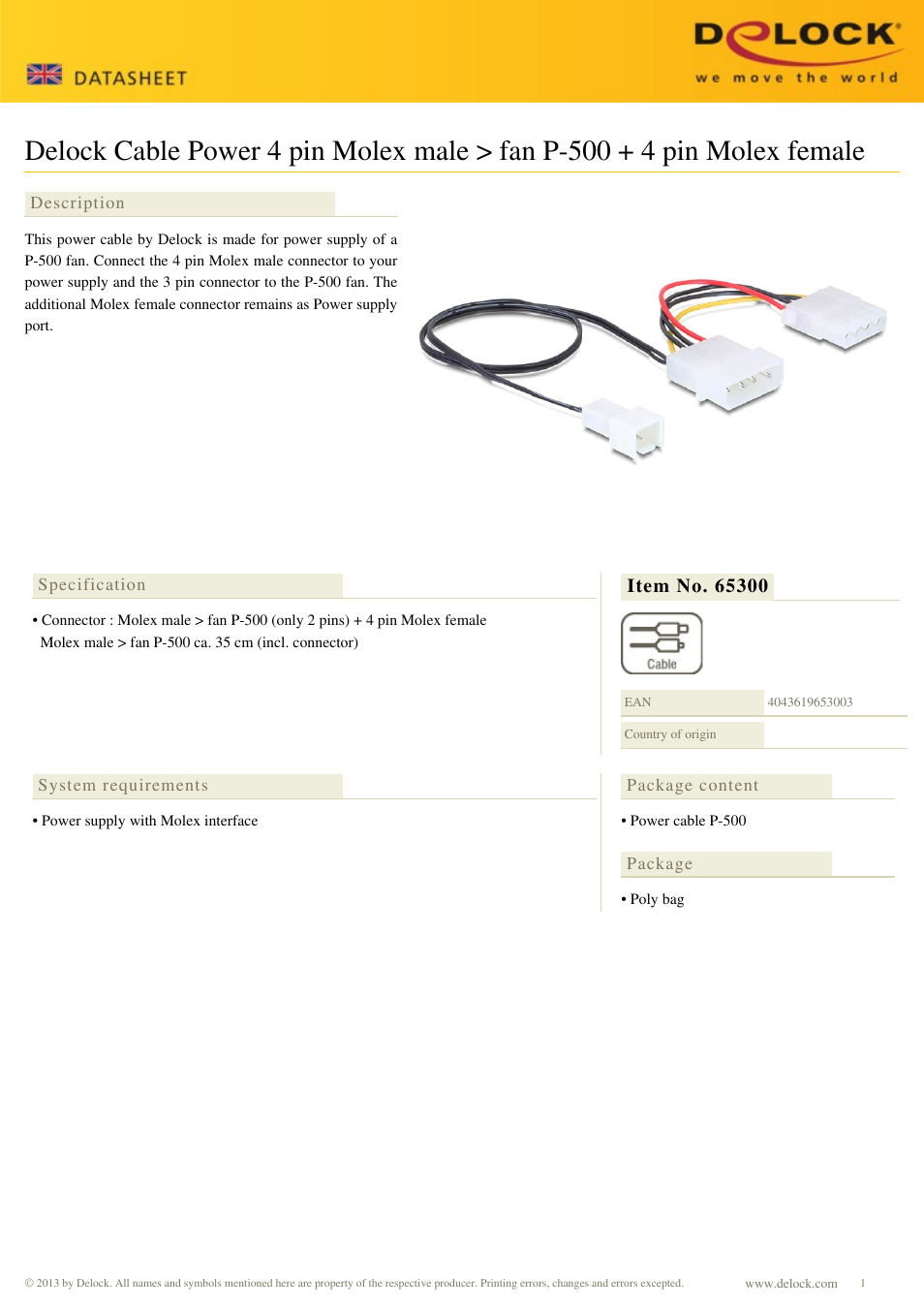 DeLOCK 65300 User Manual | 1 page