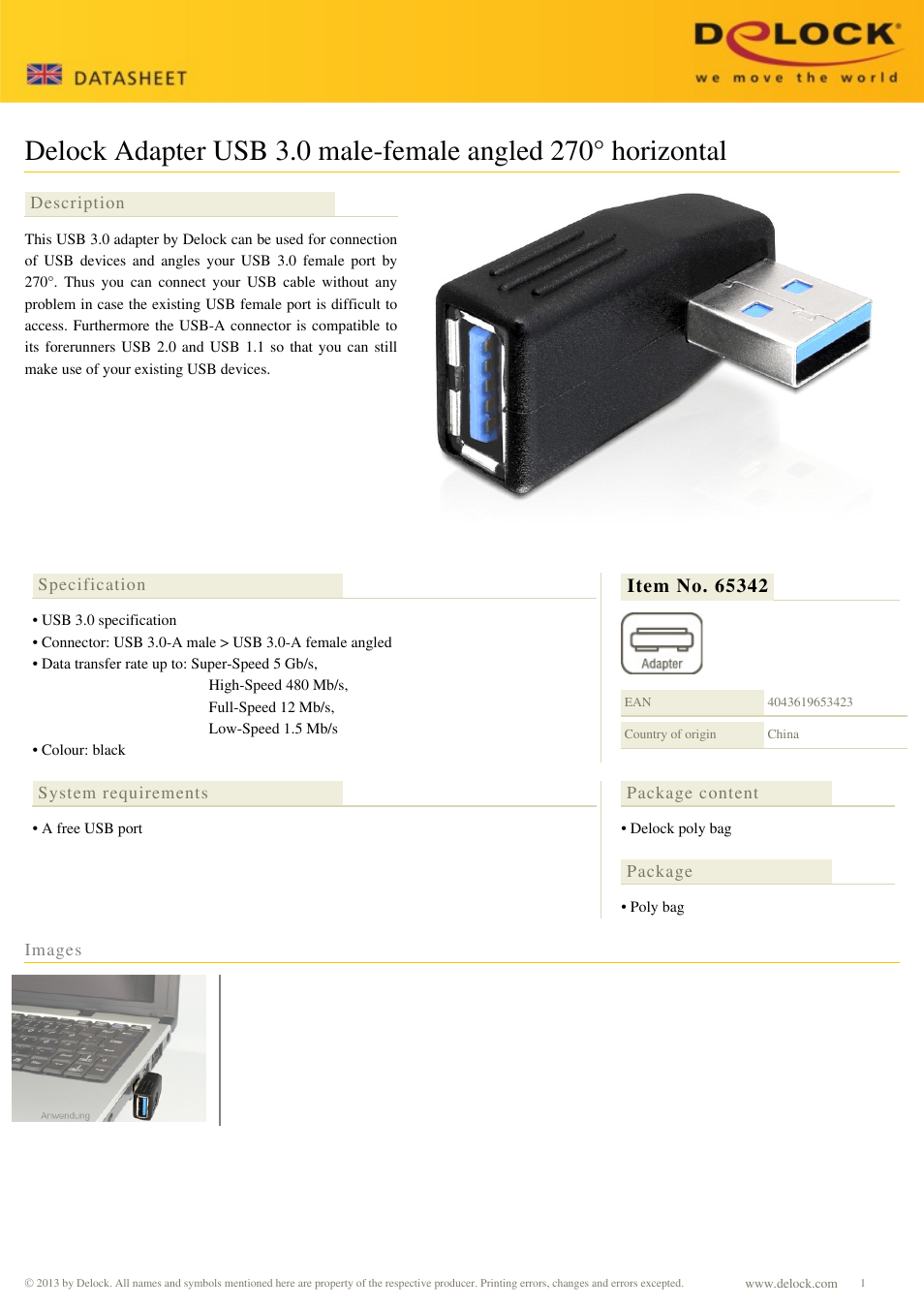 DeLOCK 65342 User Manual | 1 page