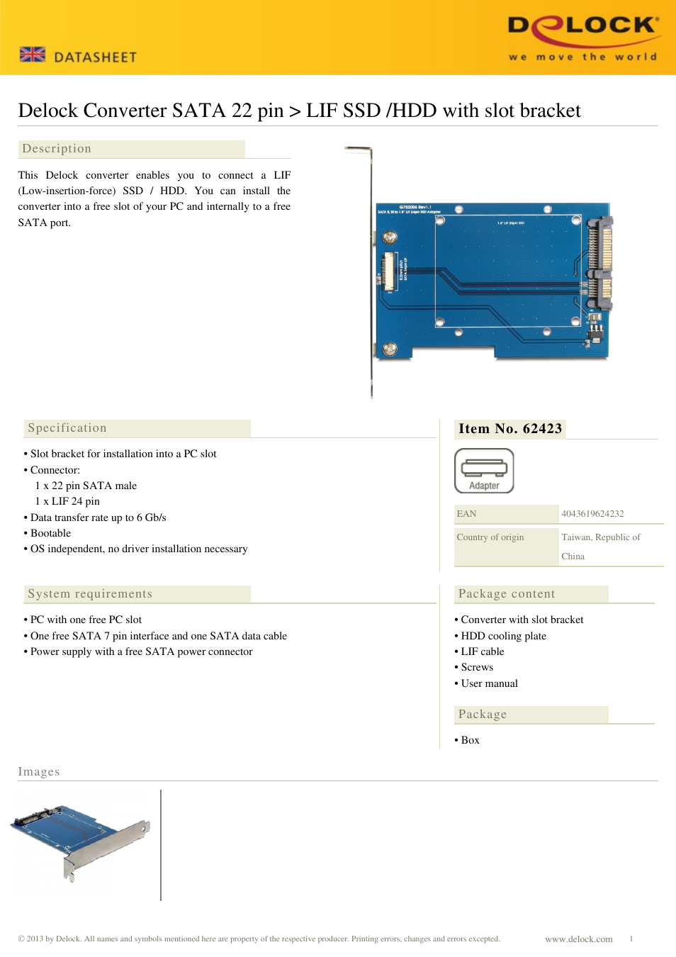 DeLOCK 62423 User Manual | 1 page