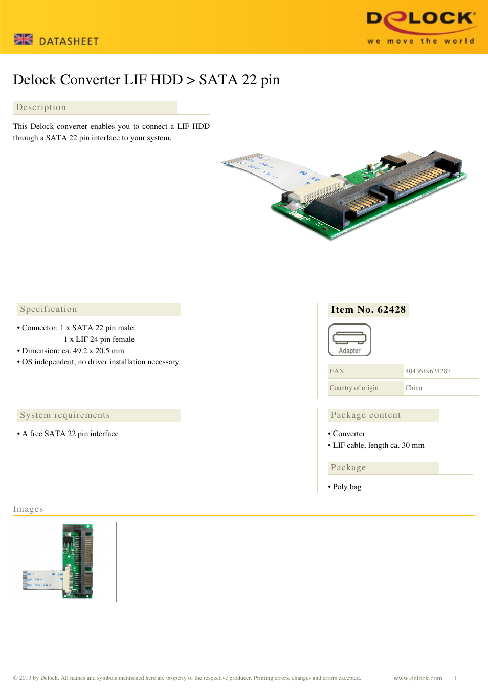 DeLOCK 62428 User Manual | 1 page