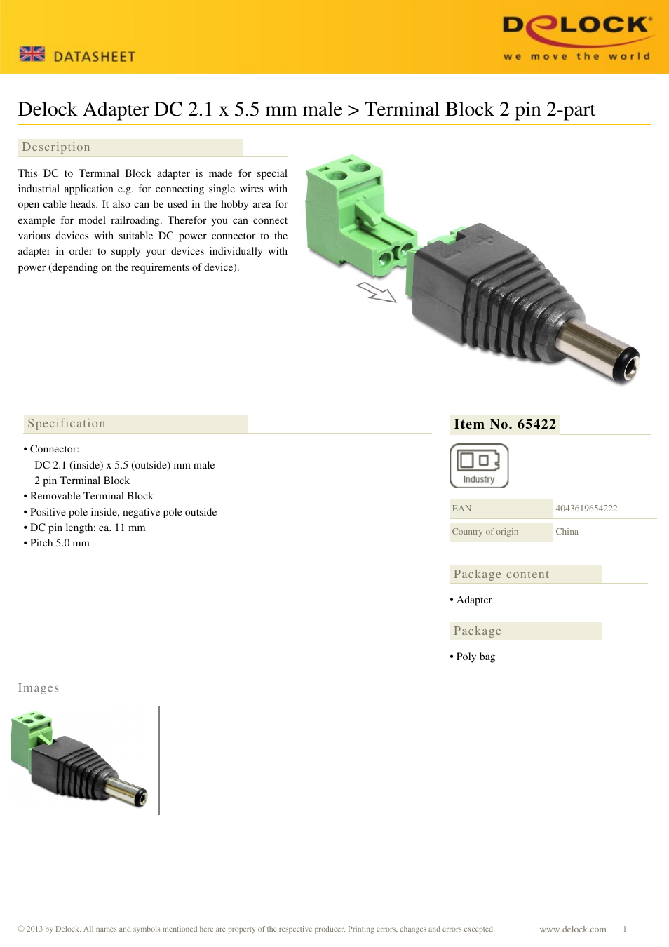 DeLOCK 65422 User Manual | 1 page