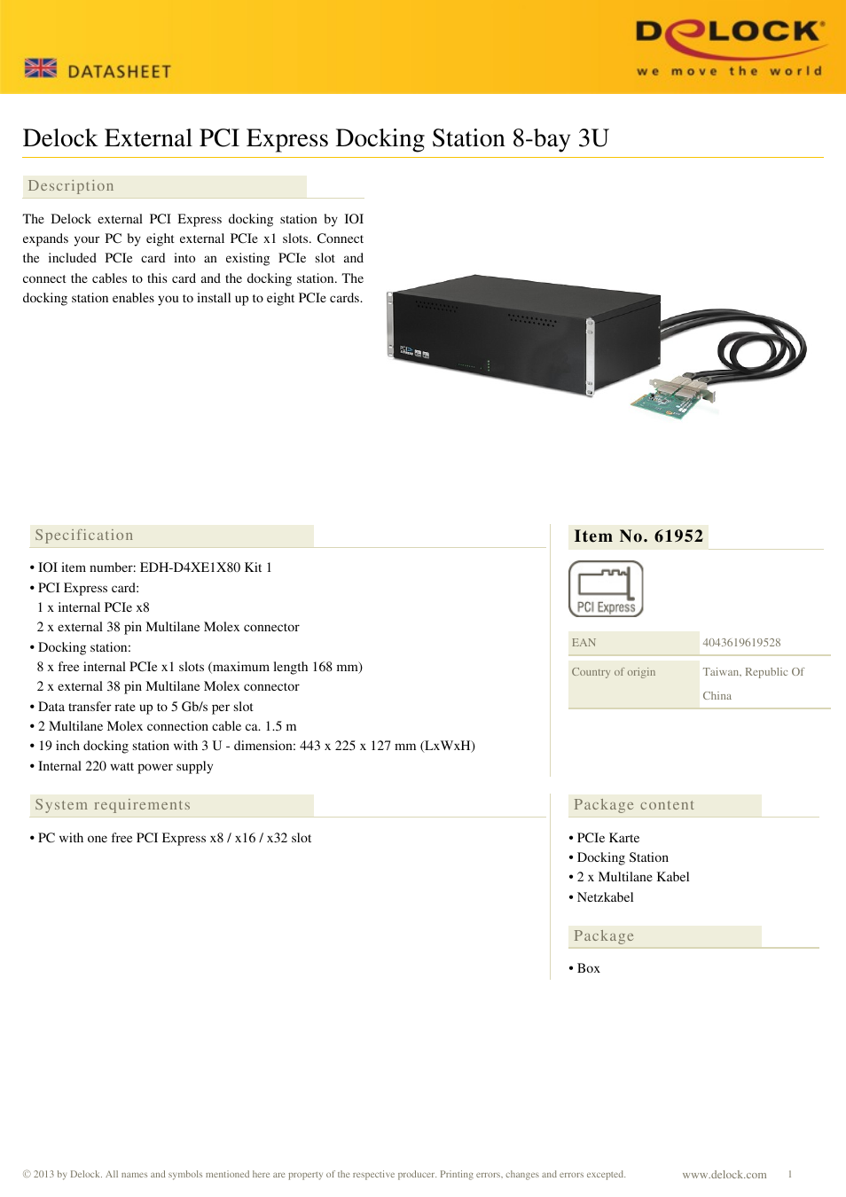 DeLOCK 61952 User Manual | 2 pages