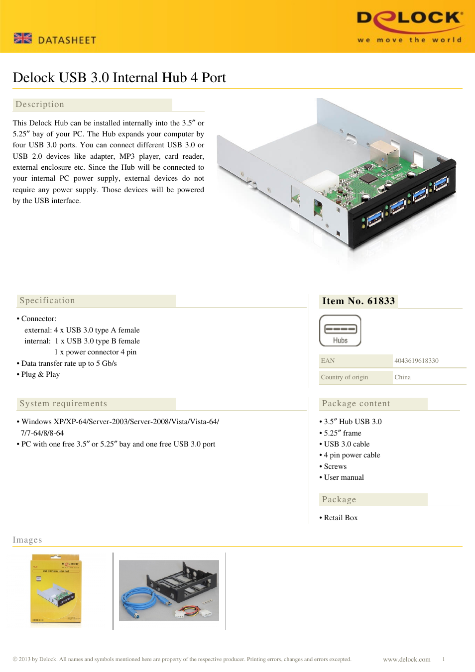 DeLOCK 61833 User Manual | 1 page