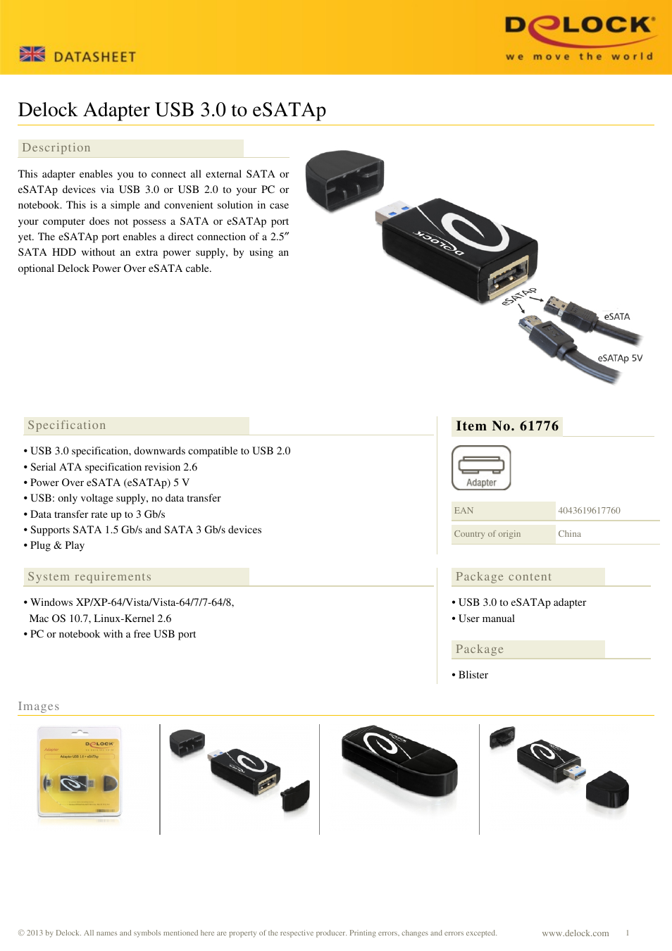 DeLOCK 61776 User Manual | 1 page