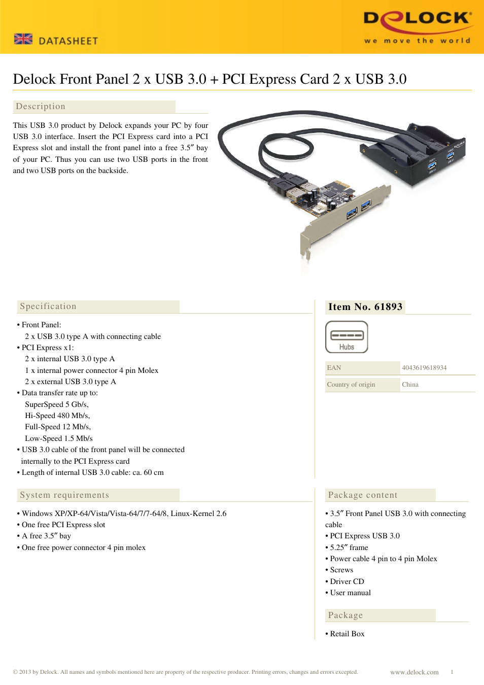 DeLOCK 61893 User Manual | 2 pages
