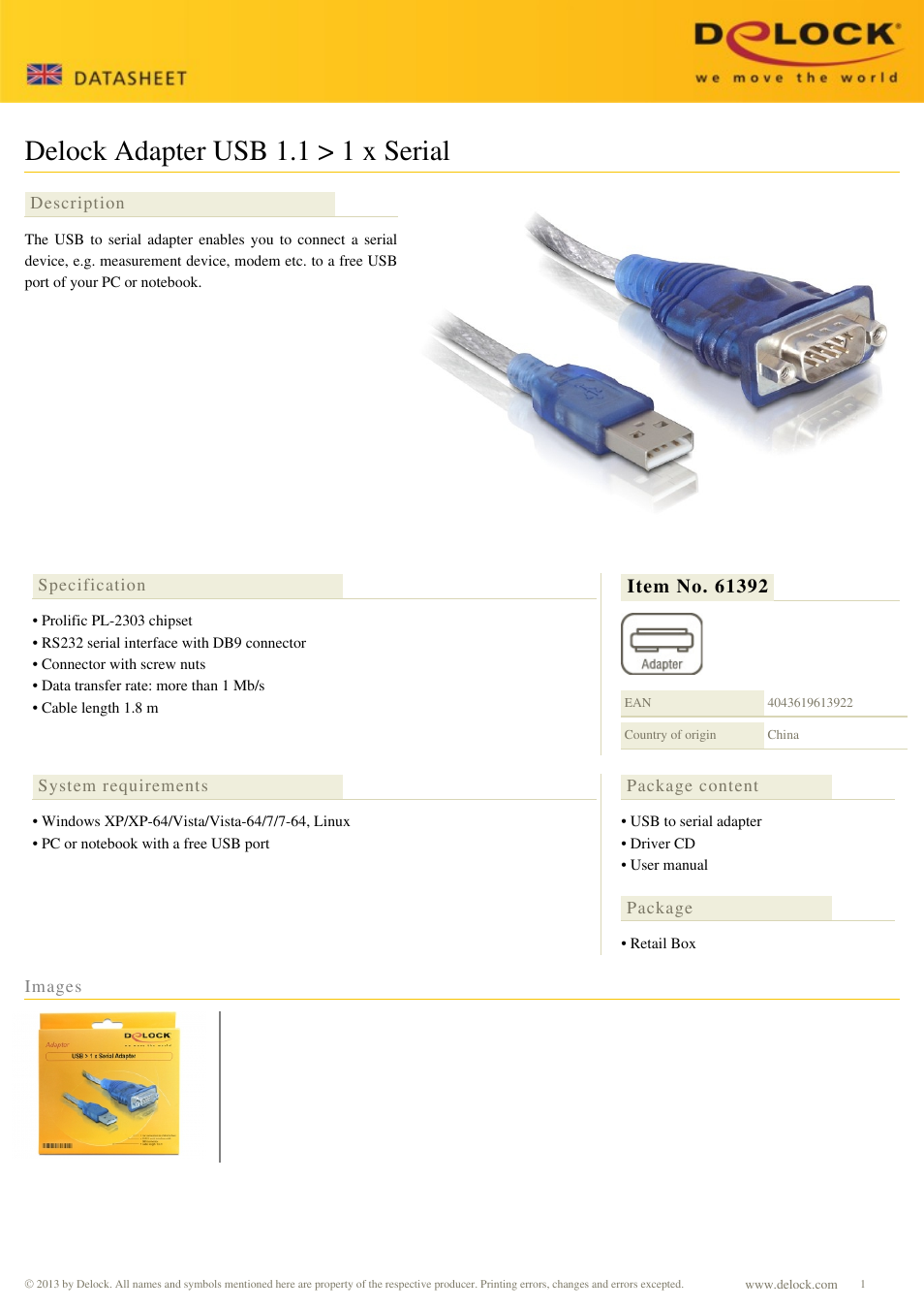 DeLOCK 61392 User Manual | 1 page