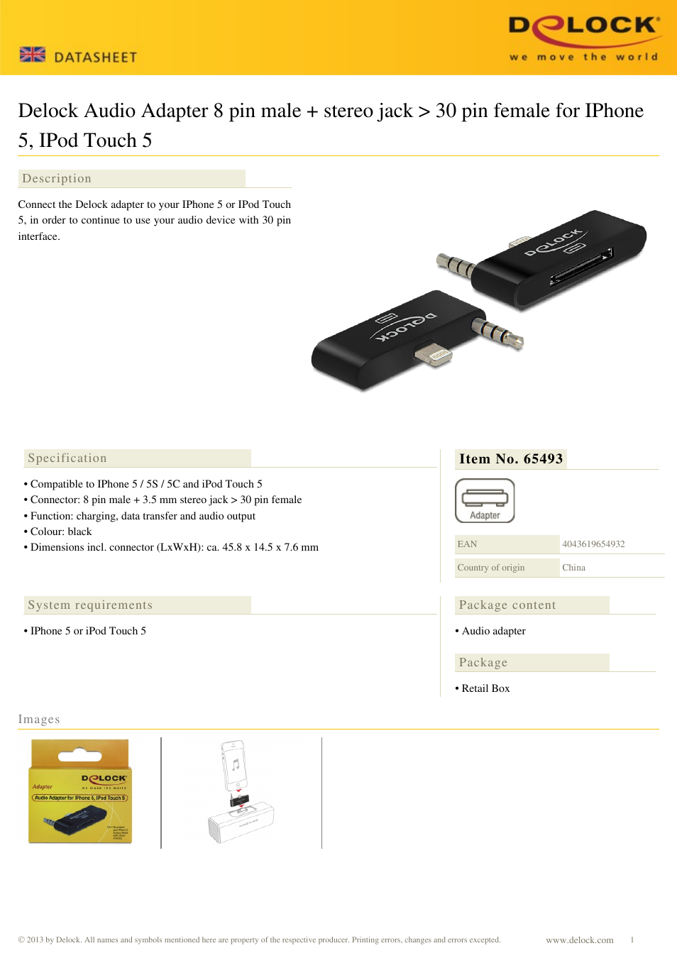 DeLOCK 65493 User Manual | 1 page