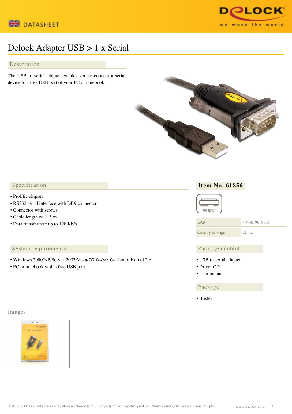 DeLOCK 61856 User Manual | 1 page