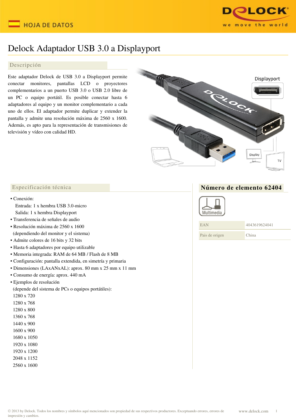 DeLOCK 62404 User Manual | 2 pages