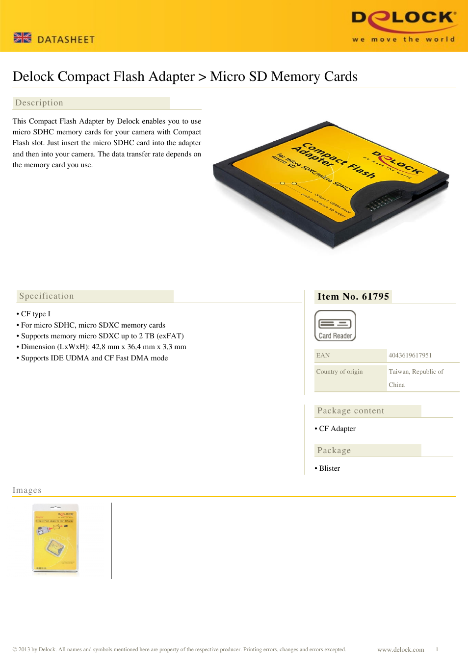 DeLOCK 61795 User Manual | 1 page