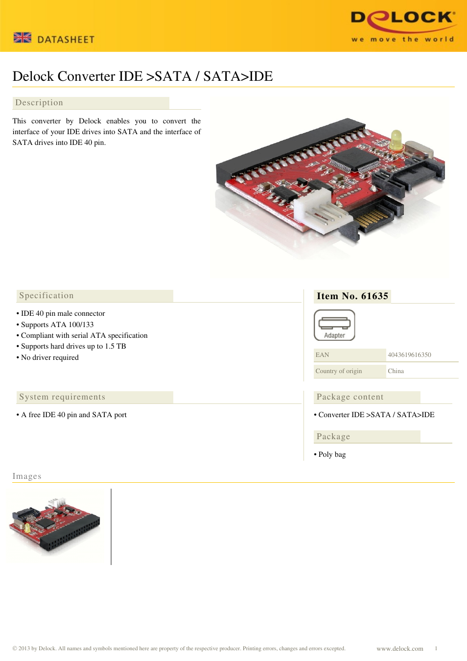 DeLOCK 61635 User Manual | 1 page