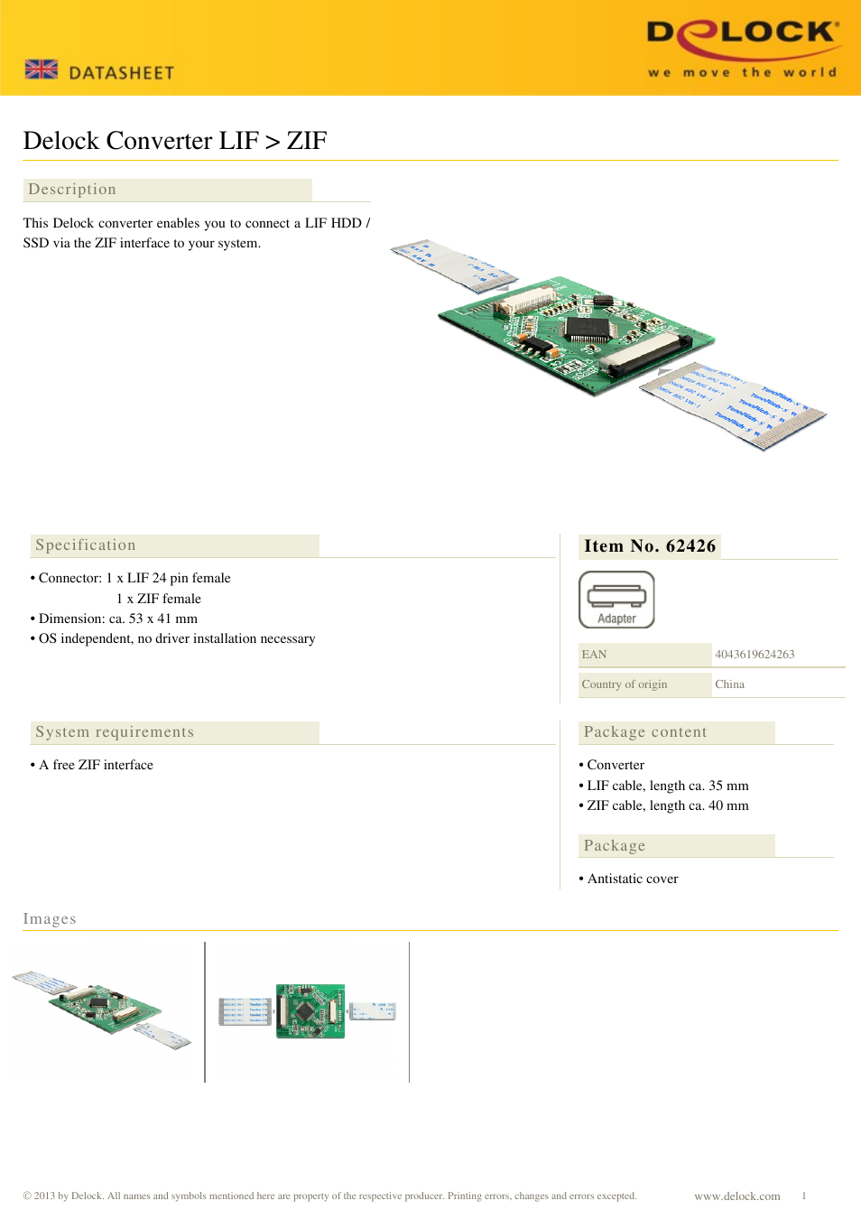 DeLOCK 62426 User Manual | 1 page