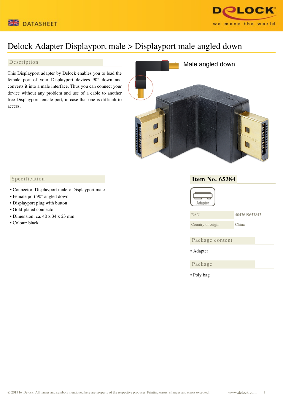 DeLOCK 65384 User Manual | 1 page