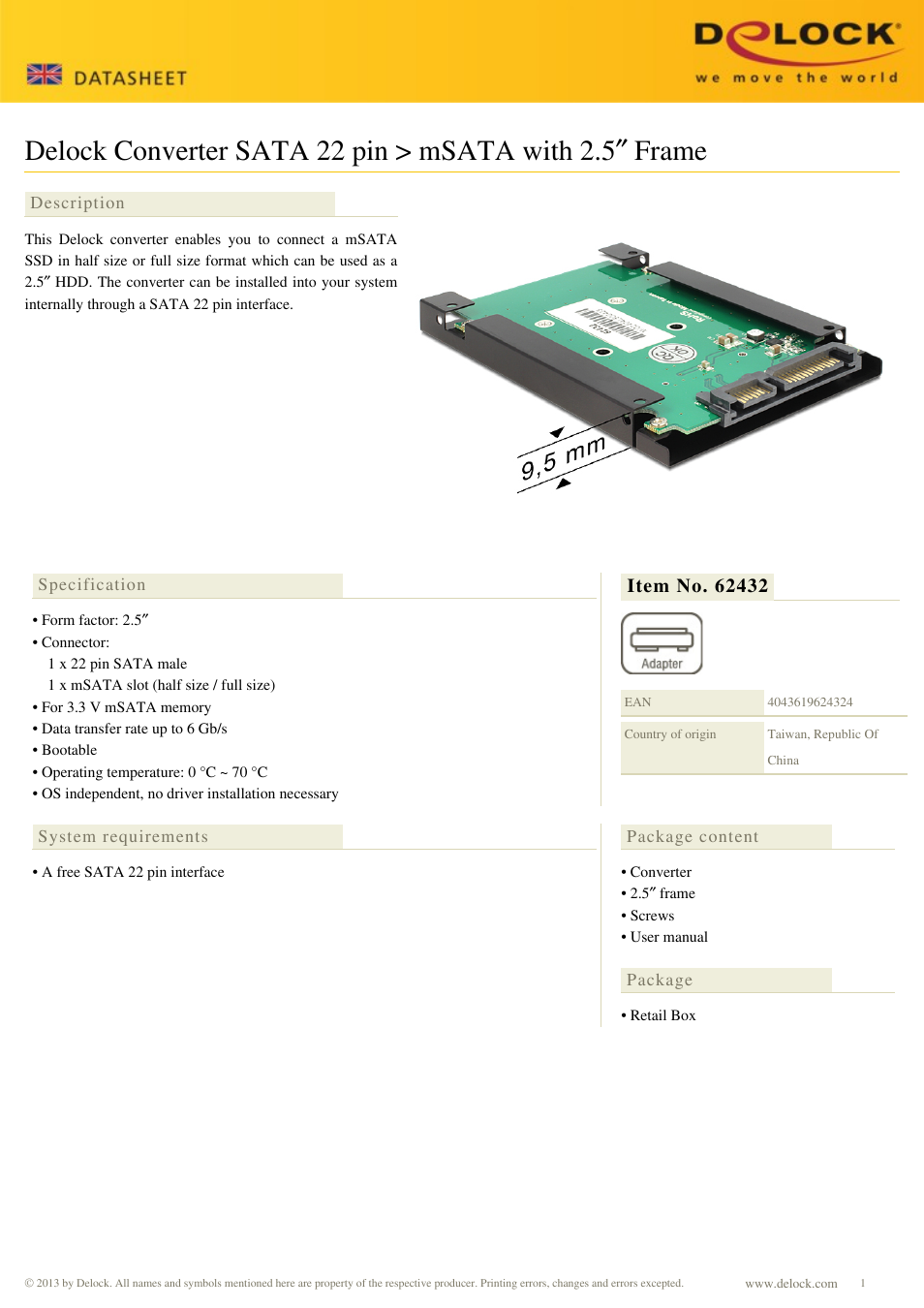 DeLOCK 62432 User Manual | 2 pages
