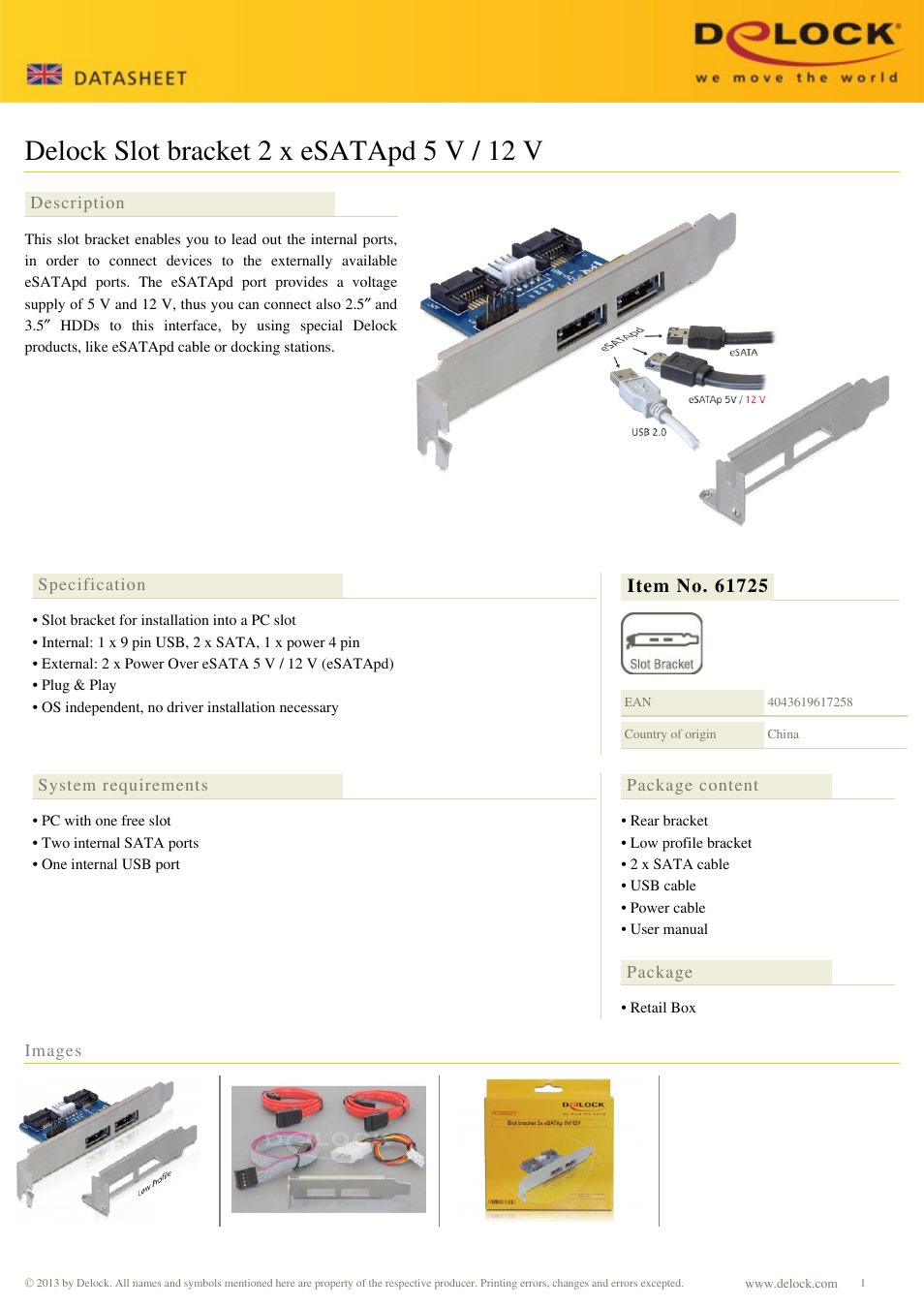 DeLOCK 61725 User Manual | 1 page