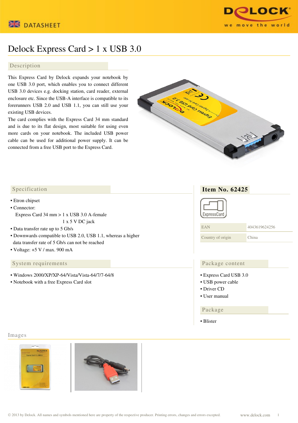 DeLOCK 62425 User Manual | 1 page