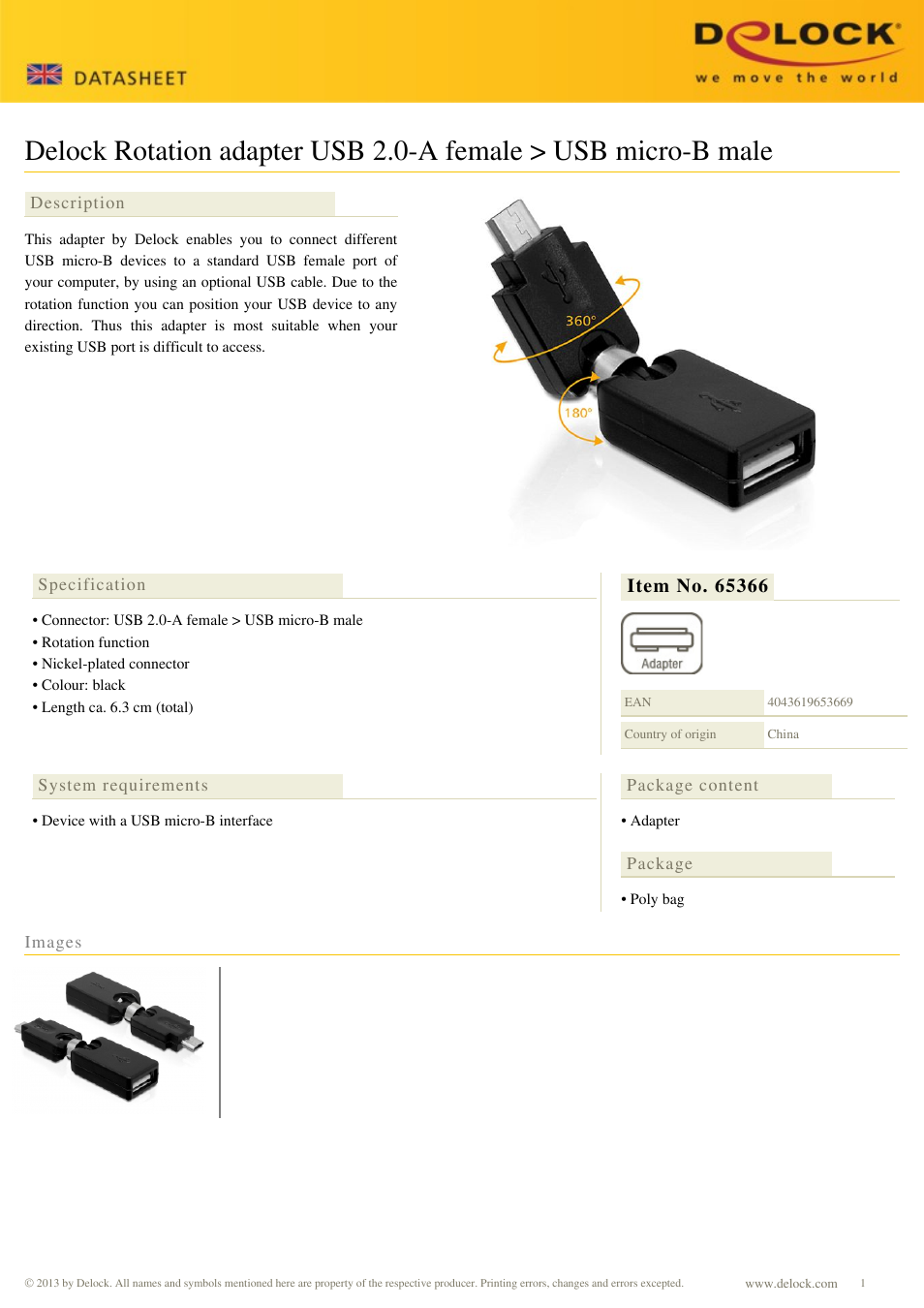 DeLOCK 65366 User Manual | 1 page
