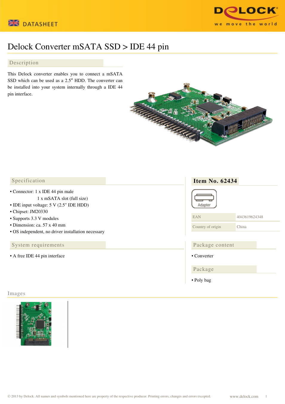 DeLOCK 62434 User Manual | 1 page